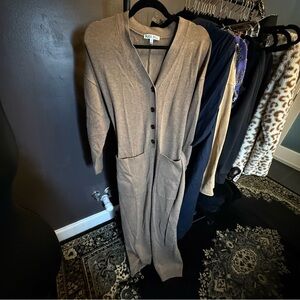 Alex Mill Merino Wool Button-Front Jumpsuit – Brown – Size L